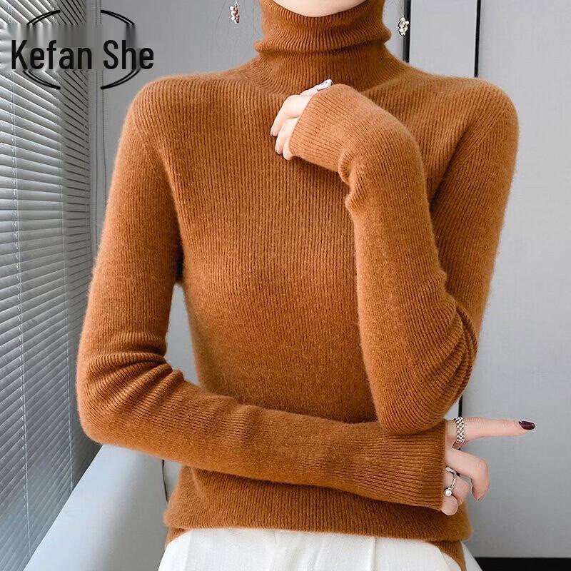 Kevanshe Women's Slim Fit Wool Turtleneck Sweater
