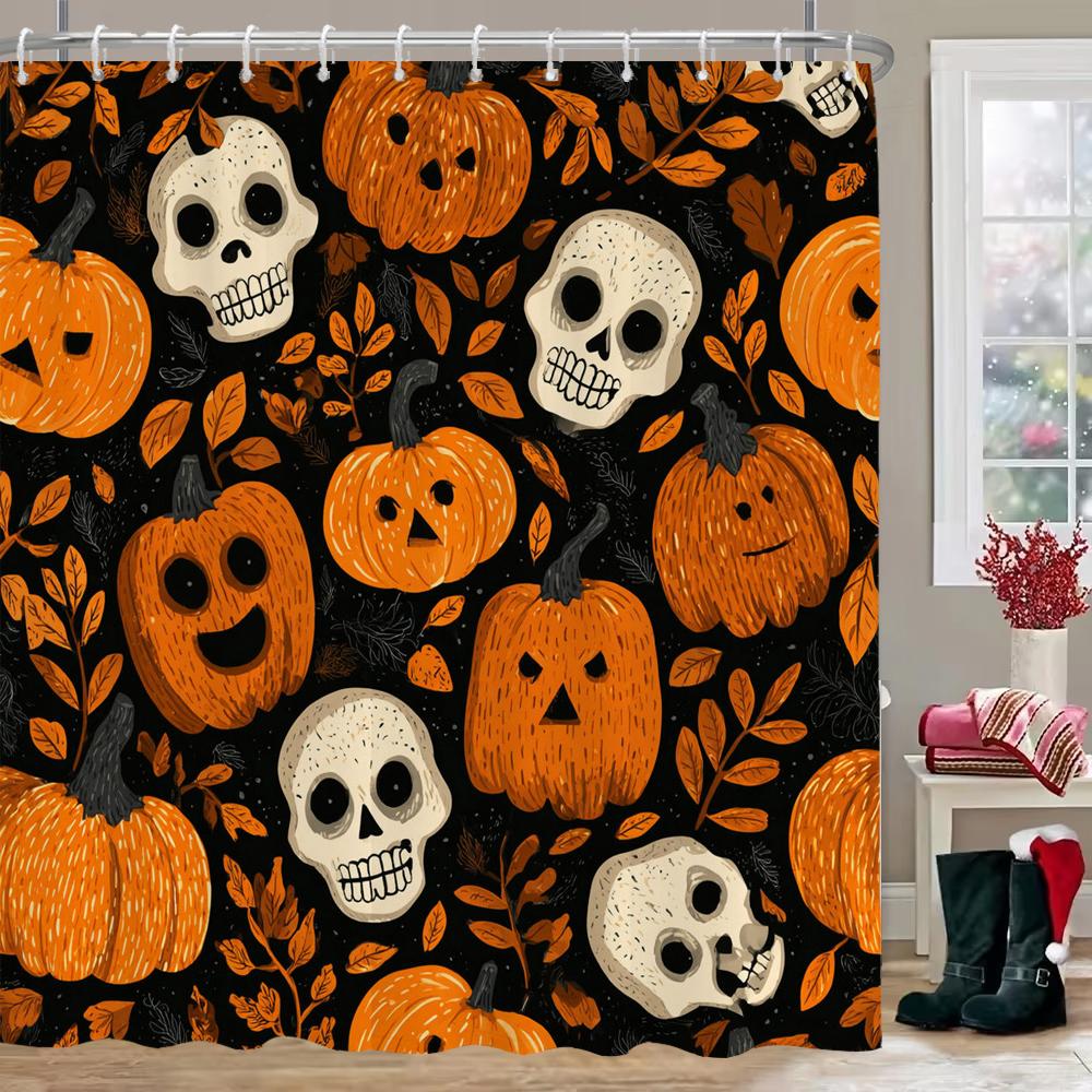 Halloween Shower Curtain Horrible Skull Bathroom Curtain With Hooks Printed Home Decor Curtain