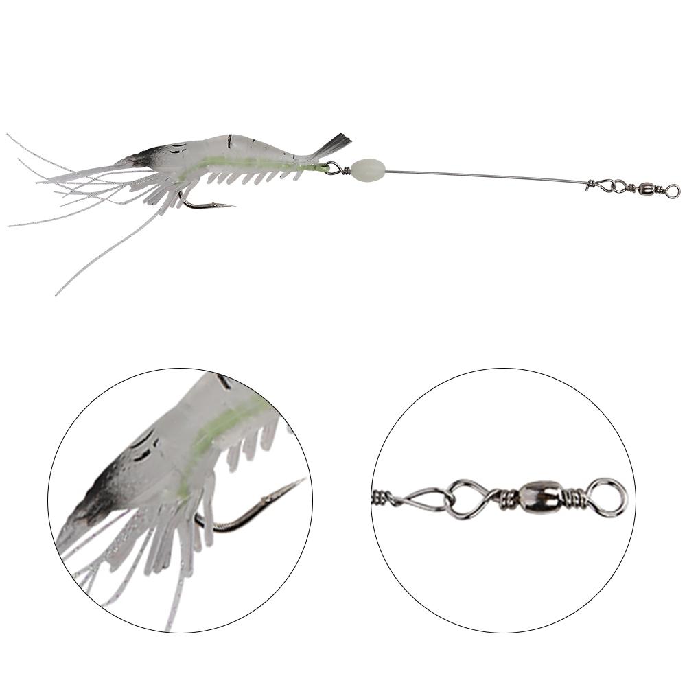 Hard Lure Sea Freshwater Shrimp Shape Bionic Luminous Night Fishing Bait with Hook (White)