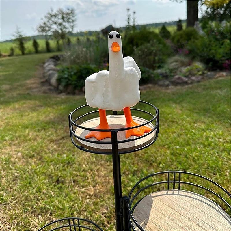 Duck Middle Finger Ornaments Home Courtyard Design Outdoor Resin Handicrafts Parody