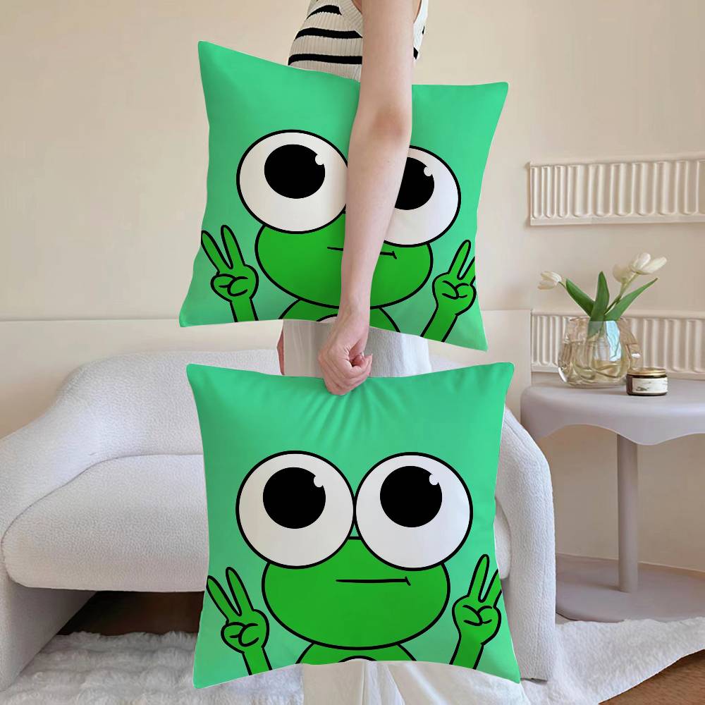 Anime frog Pillow Case Sofa and Living Room Decorative Cushion Covers Dust-proof and Mite-proof Invisible Zipper