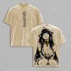 Hot Anime Overlord Albedo Clothing Men Women Short Sleeve Tshirts Washed Cotton Tee Retro Oversized T-shirt Harajuku T Shirt