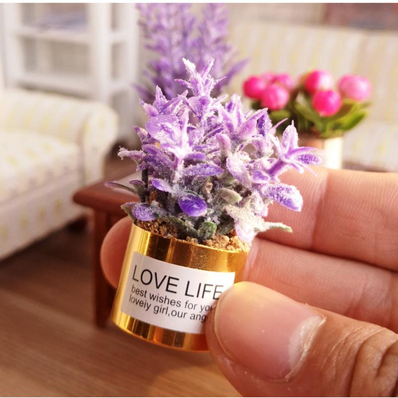 1:12 mini kvetov v kvetináčoch Domček pre bábiky Miniatúrne kvety Rozprávková záhradná ozdoba Domček pre bábiky Dekorácia Bonsai Hračka pre deti