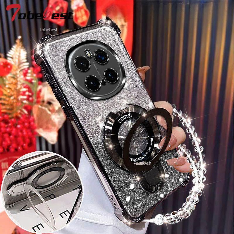 Glitter Plating Shockproof Case For Huawei Honor Magic 7 Lite 6 5 4 3 Pro Fundas Magnetic Holder Bracelet Cover