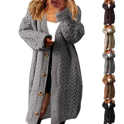 Women's Casual Sweater Long Sleeve Knitted Top Long Coat