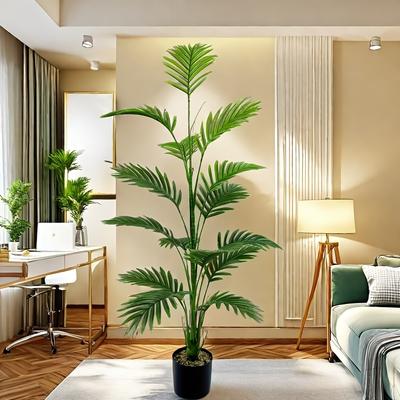 1pc Artificial Tropical Palm Tree Plant, All-Season Faux Greenery, Indoor/Outdoor Fake Potted Plant, Plastic, Valentine'S Day Decor, No Pot Included