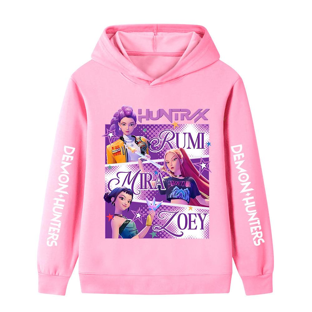B1199XX Kids Boys Girls Kpop Rumi Zoey Mira Huntrix Print Long Sleeves Hoodie
