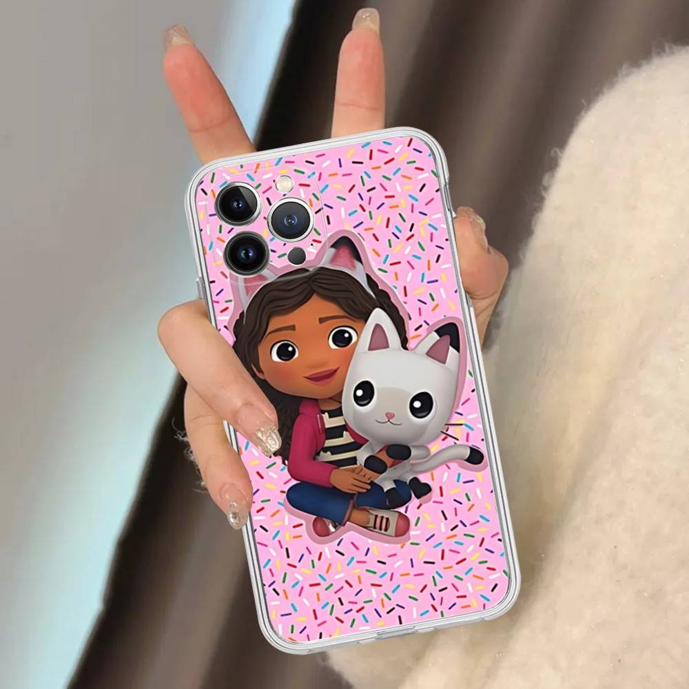 Custodia carina in TPU Silicone G-Gabbys D-Dollhouse per iPhone 11 12 13 14 15 16 17 Pro Max Cover Posteriore Trasparente Antiurto