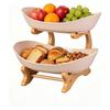 Bamboo Fruit Basket 2-Tier Oval Pink Countertop Storage Rack BPA-Free Stackable Space-Saving Detachable; Suitable for Storing Fruit Vegetable