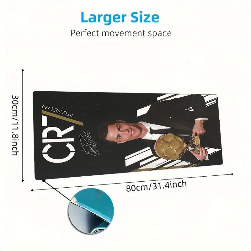 CR7 Mouse Pad, Large Gaming Desk Mat, Non-slip XXL Mousepad for Laptop & Tablet, Mini PC Playmat with Stitched Edges