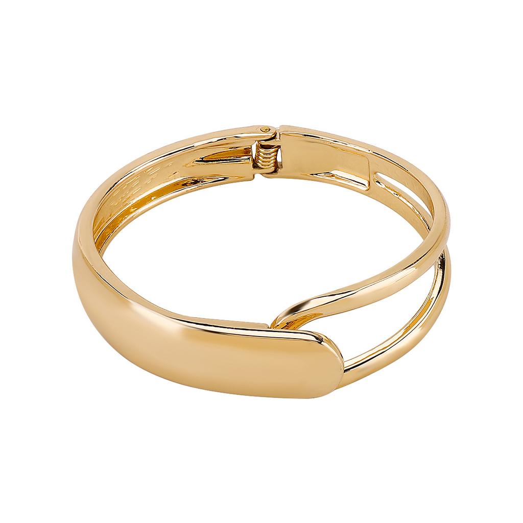 DIEZI Exaggerated Simple Geometric Cuff Spring Bangles Fashion Punk Gold Silver Color Heavy Metal Bracelet For Women Men Jewelry