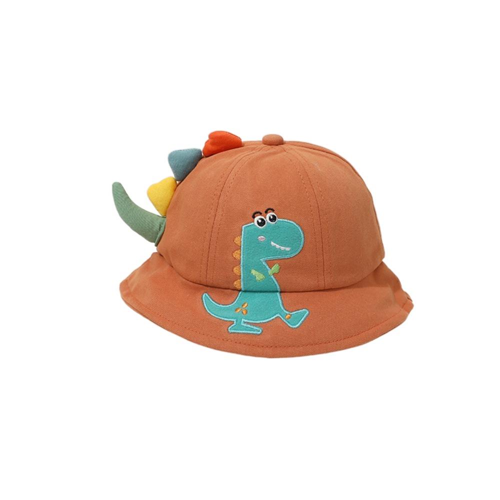 

Cartoon Dinosaur Children Fisherman Hat Sunscreen Baby Sun Cap Fashion Kids Bucket Hat Girl коричневый