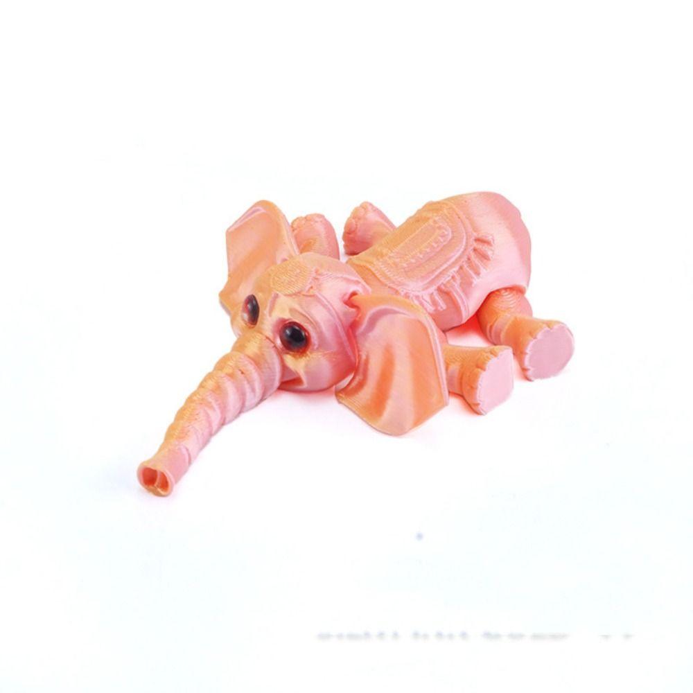 PLA 3D Printed Elephant Model Multi-jointed Solid Color Elephant Action Figurine Movable Mini Elephant Doll Desktop Decoration
