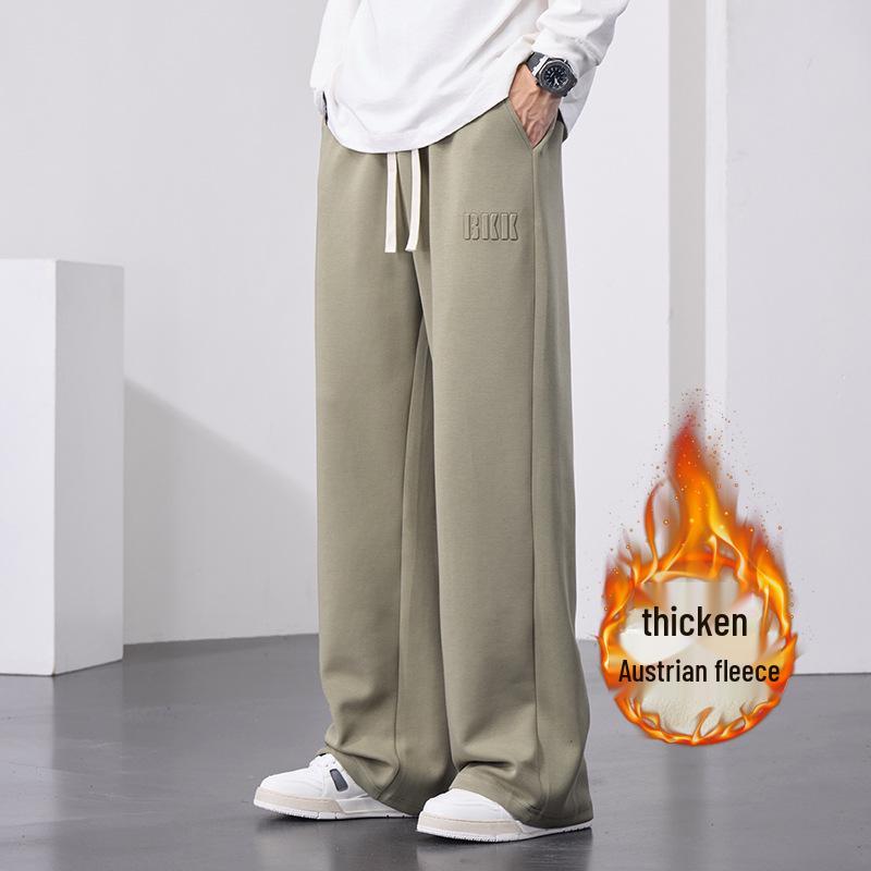 

Men s Plush Plus Size Loose Sweatpants - Autumn/Winter, High-End Drape, Fits Up to 300 Pounds 8XL зелений/сірий колір