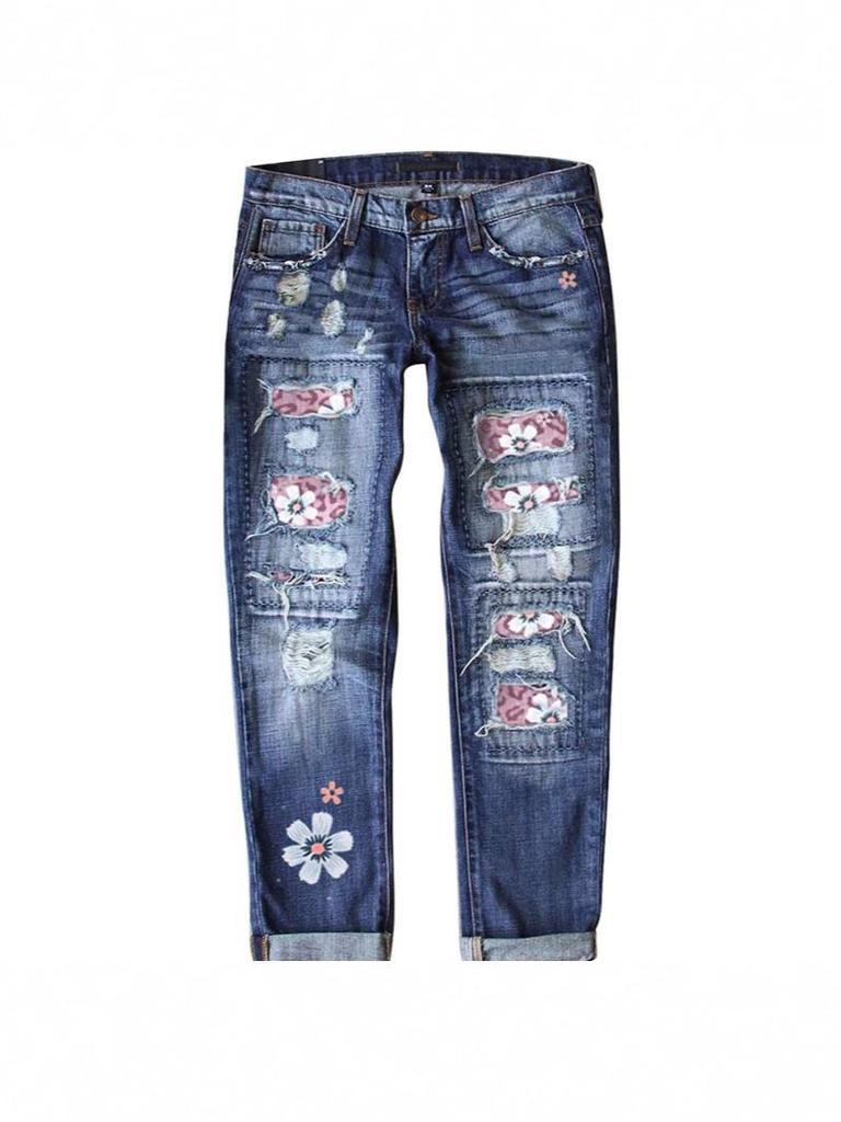 Damskie europejskie i amerykańskie wąskie dżinsy z nadrukiem