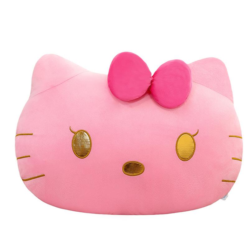 Black Leather Kt Cat Couple Throw Pillow Plush Toy Children's Companionship Doll Angel Devil Cushion Gift