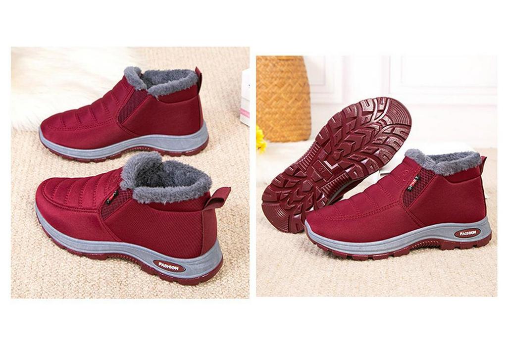 Women's Winter 2025 Fleece-Lined Cotton Slip-On Boots: Warm, Casual, and Comfortable for Moms and Seniors