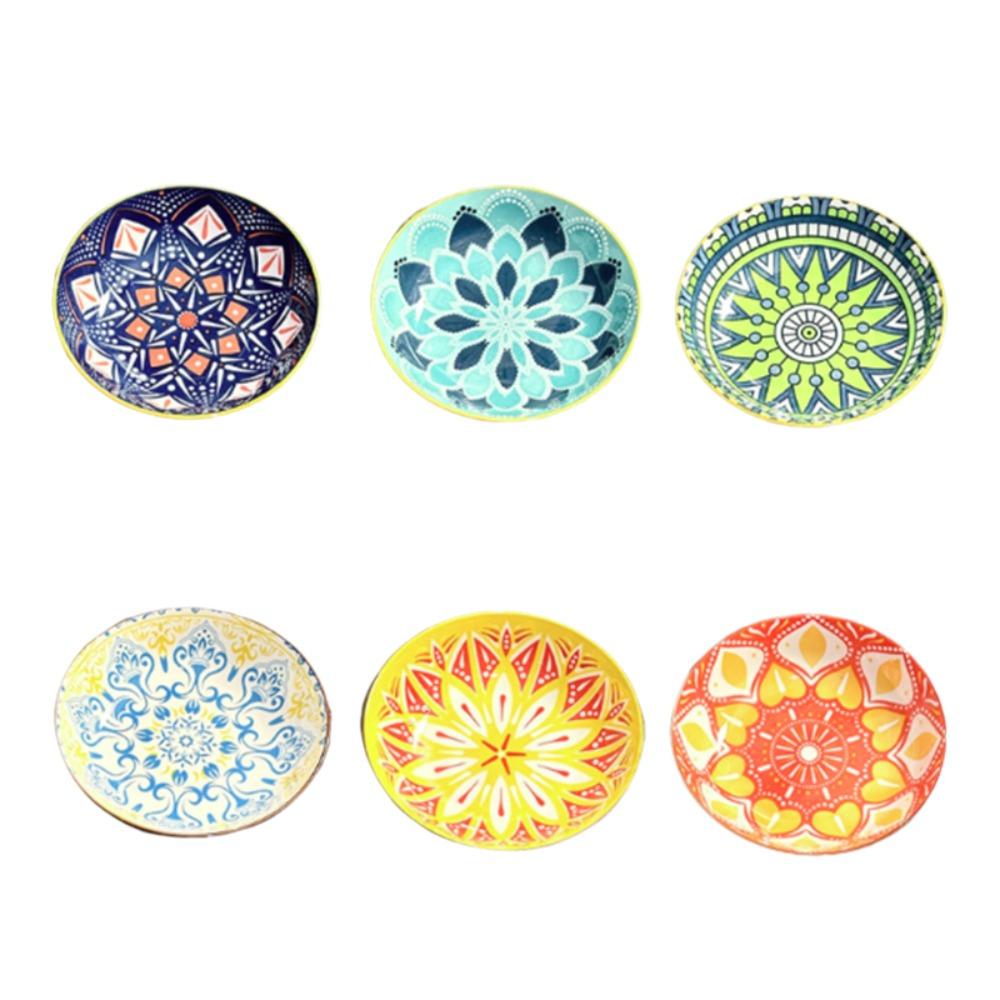 6 Piece Vintage Bohemian Style Ceramic Plates Set 5 in Appetizer Plates Dishwasher-safe