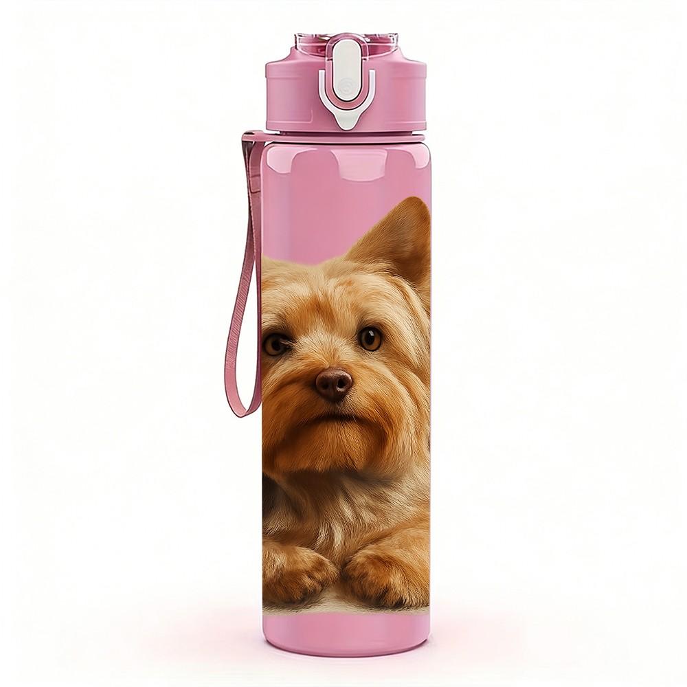 1PC Yorkshire Terrier Portrait 750ml Color Plastic Sports Water Bottle Leakproof Flip Straw Lid Suitable for Sports Office Home Use