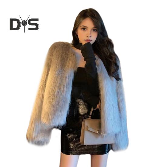 

Женская куртка из искусственного меха на осень-зиму, теплое свободное плюшевое пальто, повседневный женский меховой кардиган для улицы, офиса, свидания S светло-серый