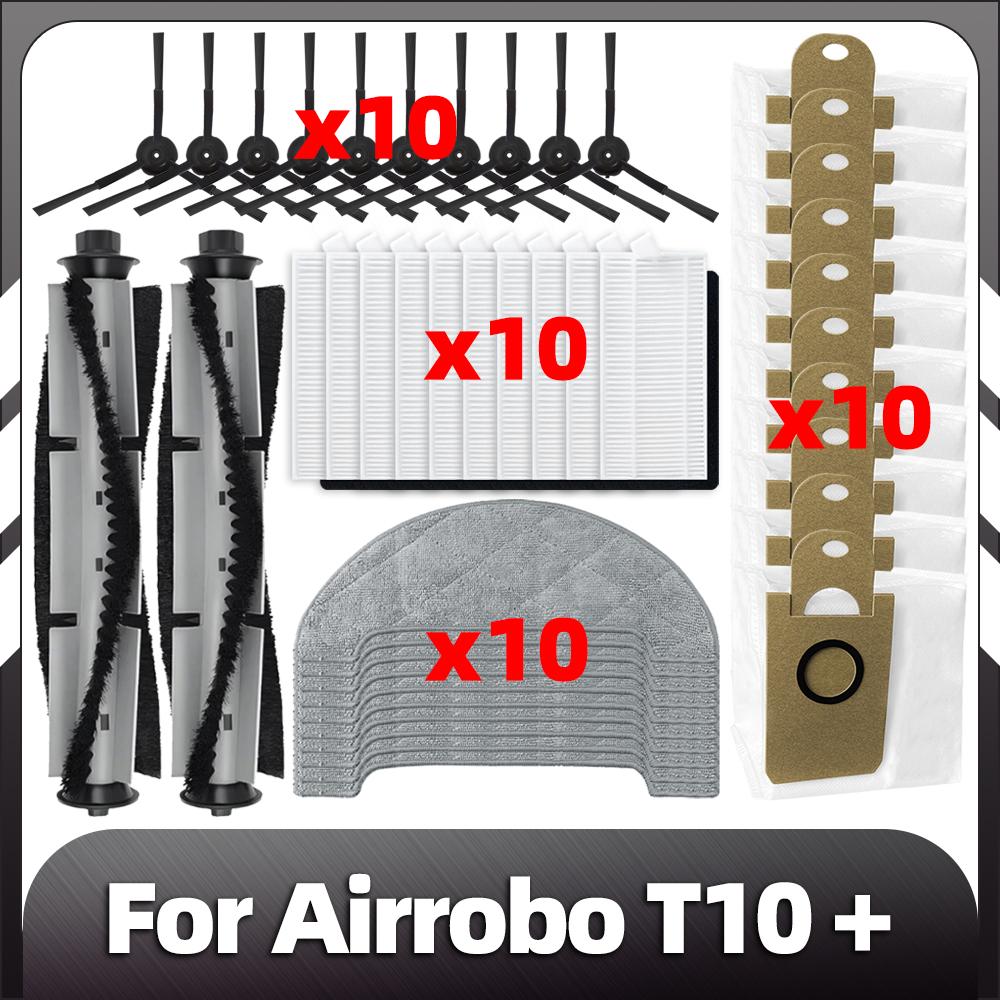 

Compatible for Airrobo T10+ Robot Vacuum Replacement Main Side Brush HEPA Filter Mop Pads Dust Bags Spare Parts Accessories