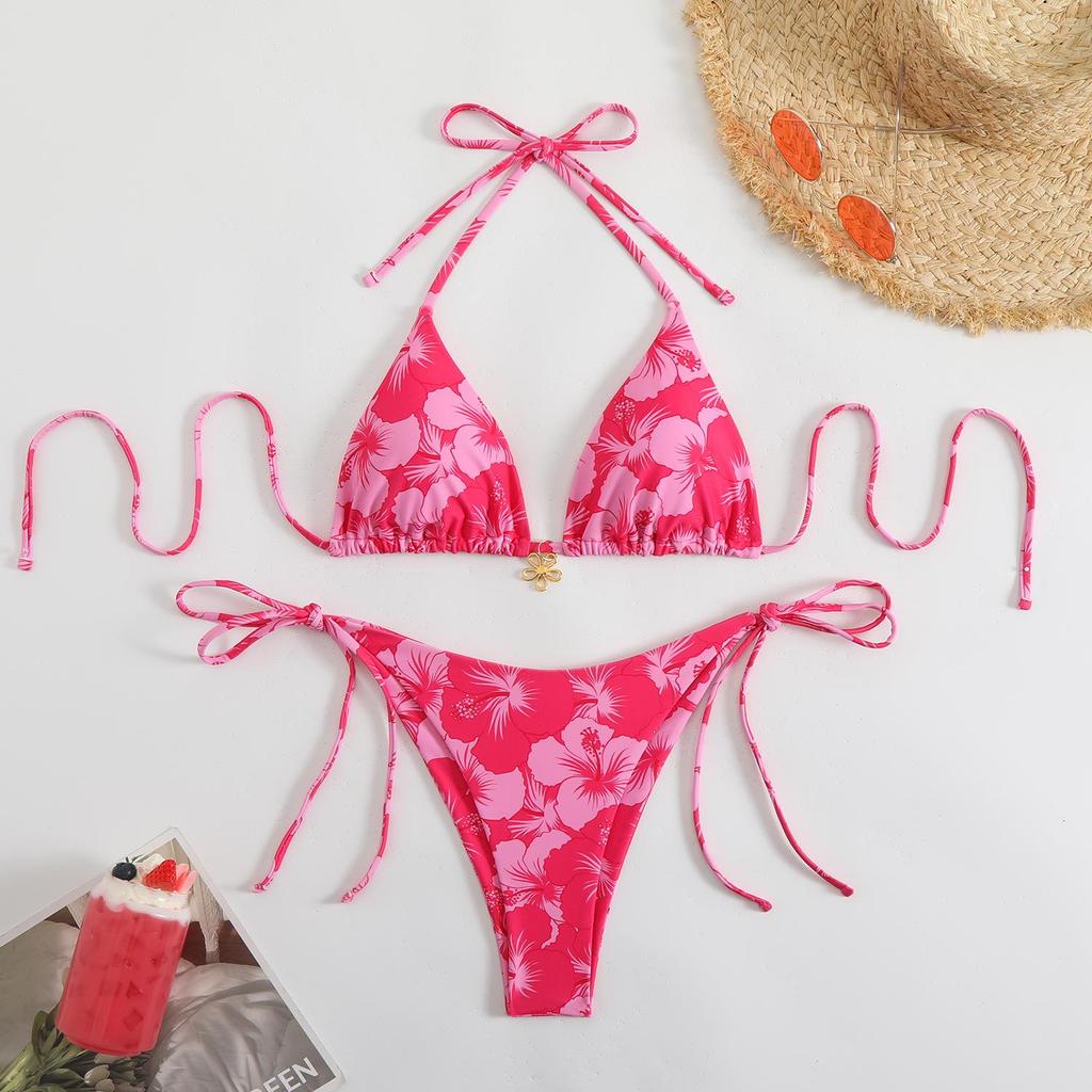 2025 Euro-American New Style Lace-Up Backless Sexy Split Bikini Swimsuit for Women