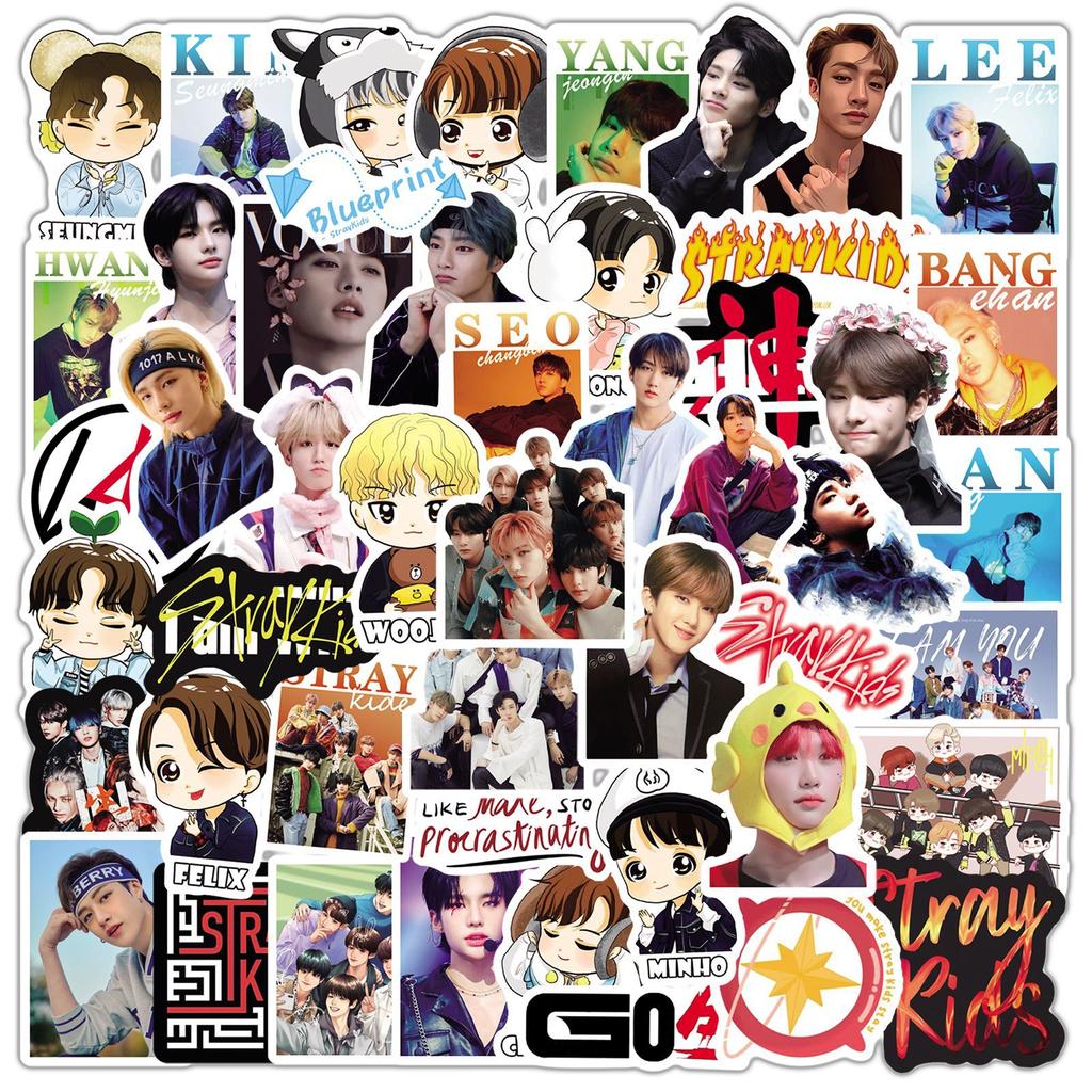 50pcs Stray Kids Stickers Set, Cute SKZ Cartoon & Members Photo Stickers for Laptop, Water Bottle, Scrapbooking, Phone Case, Merch Gift for STAY