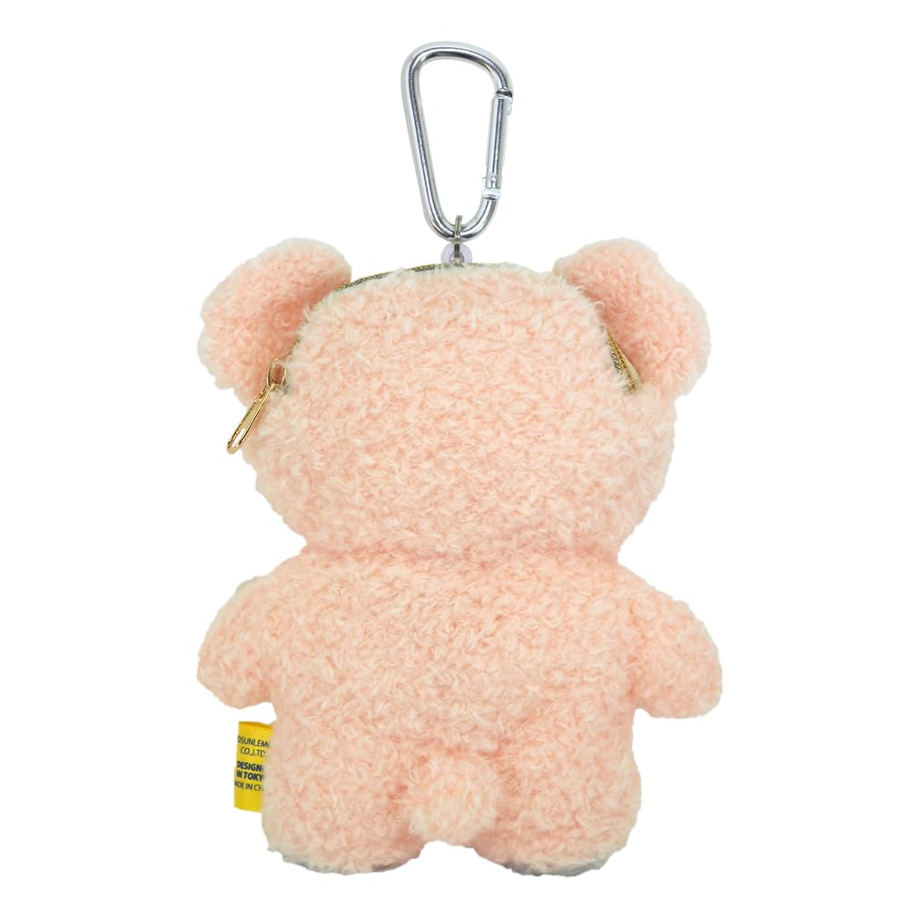 Sunlemon Fluffy Watton Passport Bear 12 X 5 X 19 for General IC and Small Includes Carabiner and Retractable Animal Pouch, Design, PK, Cm, Goods,