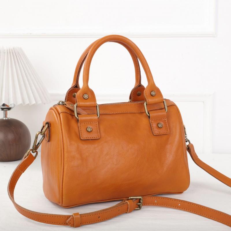 Retro Top-layer Plant-tanned Cowhide Cross-shoulder Women's Bag Genuine Leather Handbag Large Capacity Fashionable Boston