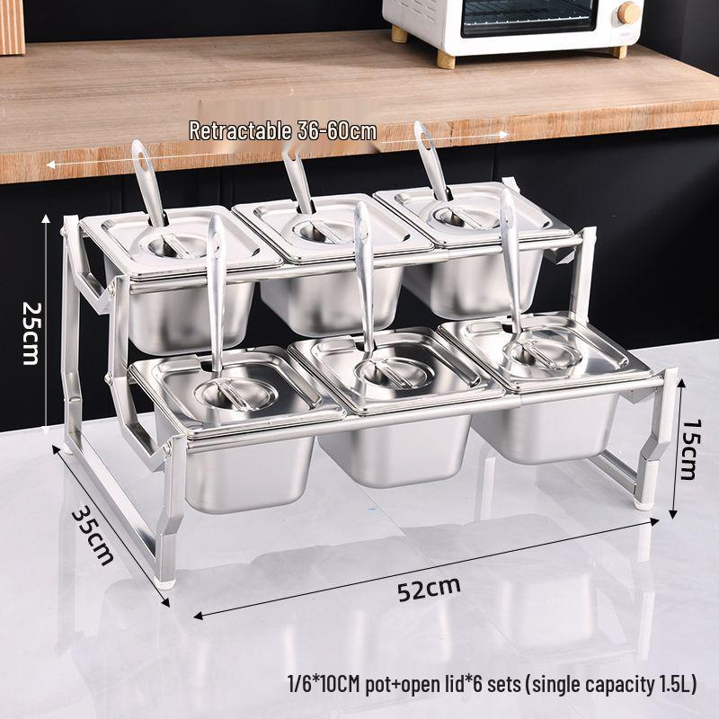 Commercial Stainless Steel Multi-Compartment Condiment Tray Set for Milk Tea Shop