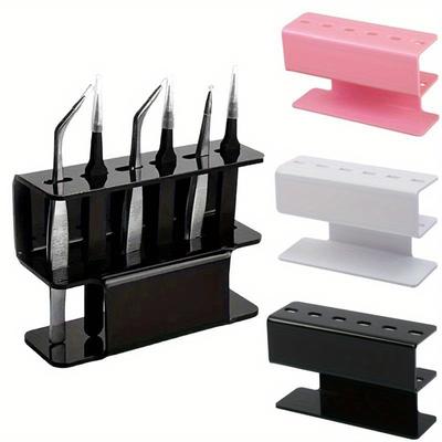 Estante de Almacenamiento para Pinzas de 6 Agujeros Soporte de Exhibición Profesional para Extensiones de Pestañas Organizador de Pinzas Ahorrador de Espacio Herramientas de Maquillaje