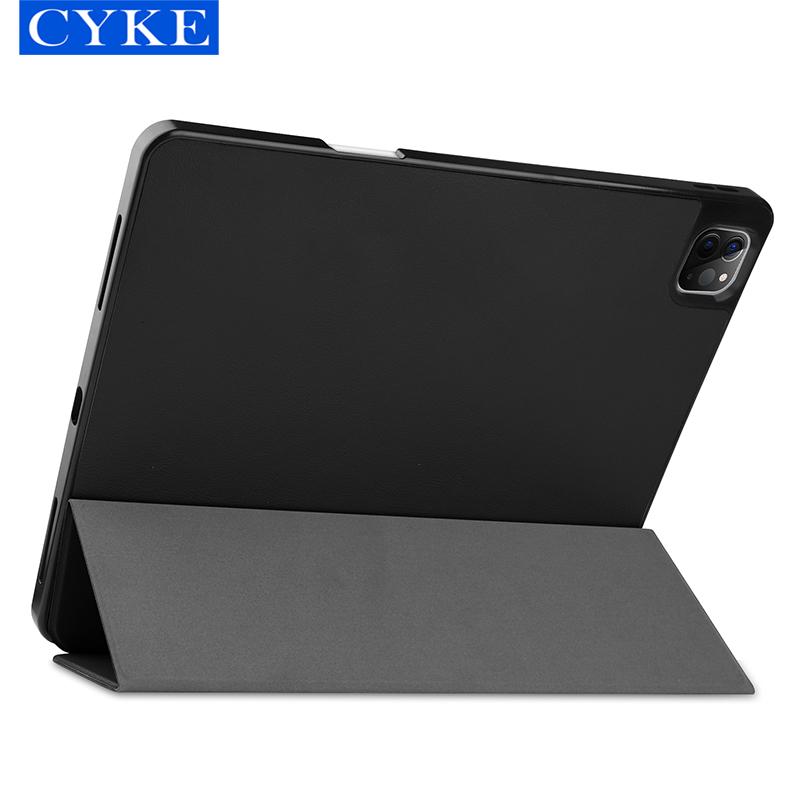 CYKE Trifold Minimalist Style Trifold Tablet Cover Business Tablet Case With Pencil Holder for Apple Ipad Pro 2021 12.9 Inch