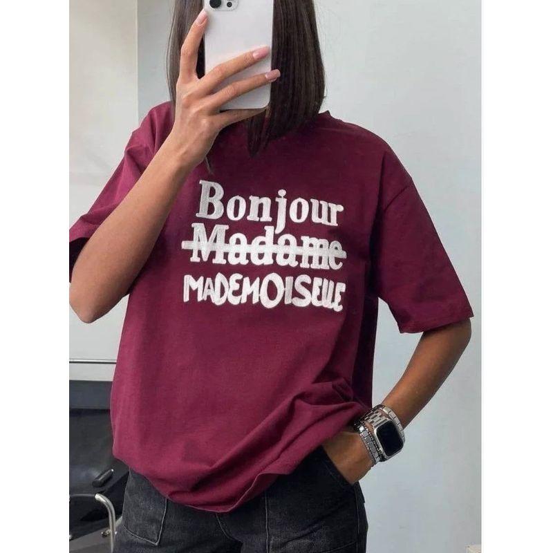 Western Style New Fashion Casual Loose Print round Neck Short sleeve T-shirt Top Printed T-shirt Top
