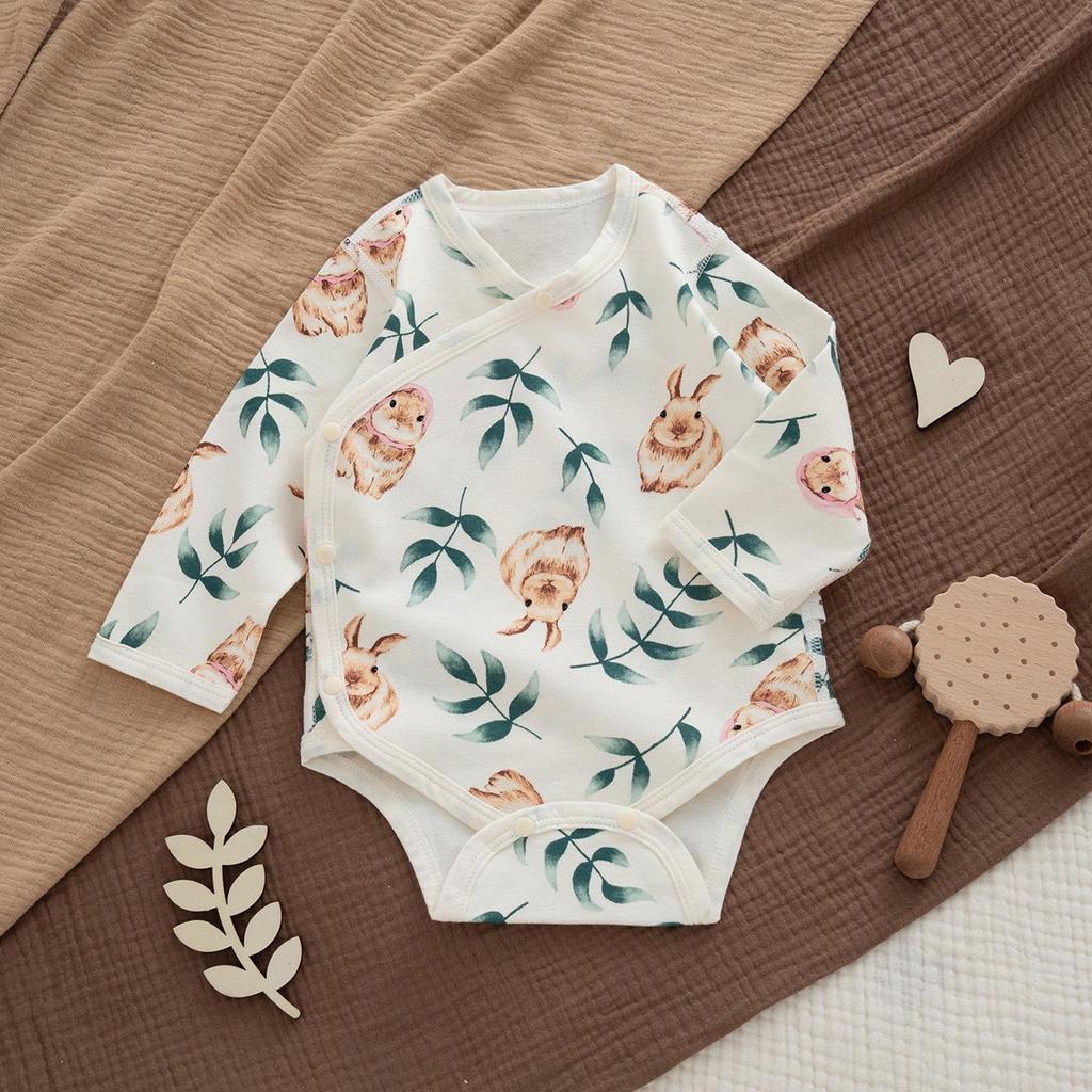 Jesienne bawełniane pajacyki dla niemowląt w stylu skandynawskim z motywem żołędzi: Dziecięca bezszwowa zimowa warstwa bazowa