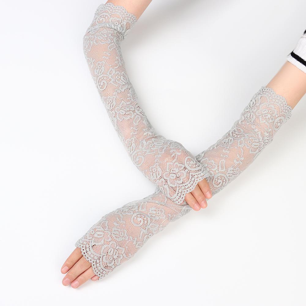 Fashion Lace UV Protection Arm Sleeve Mittens Ice Arm Cuffs Arm Cover Fingerless Driving Gloves