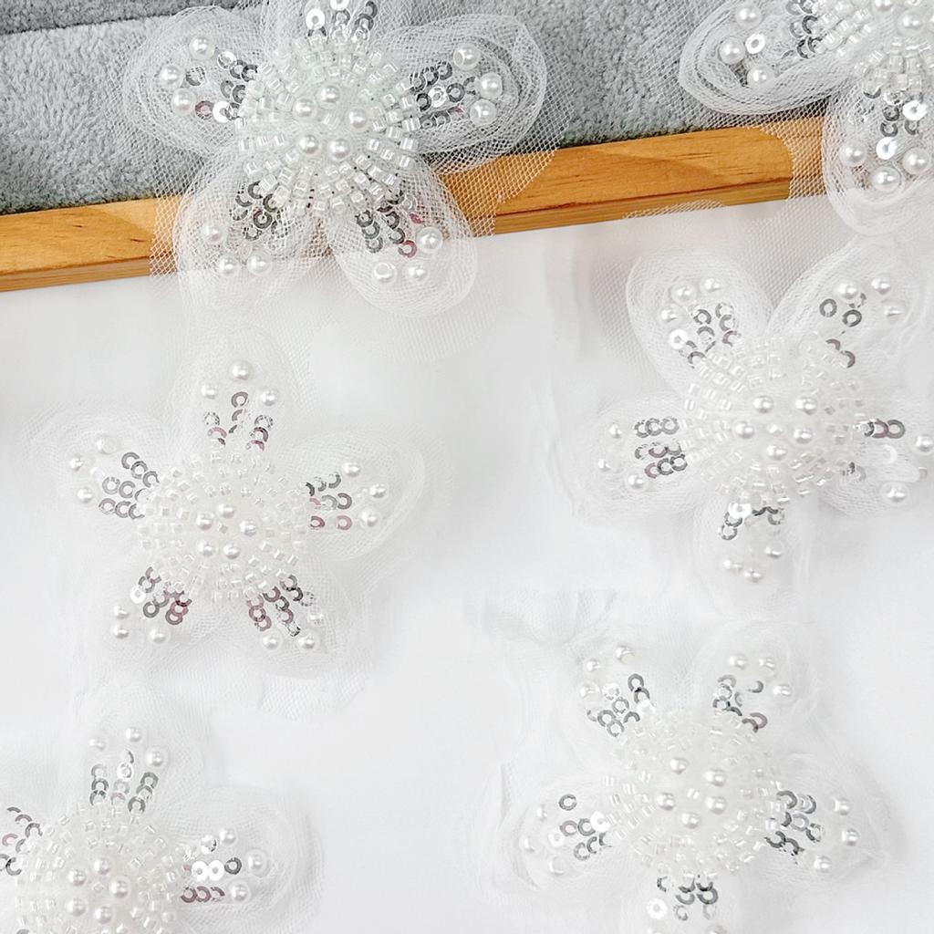 Water Soluble Lace Beads Three-Dimensional Flower Sequins Barcode Cloth Sticker Clothing Dress Children'S Lace