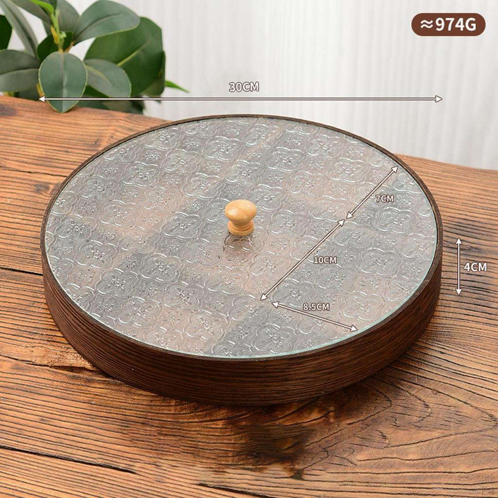 Divided Serving Tray Food Organizer Dish Snack Platter with Compartments and Glass Lid for Candy