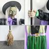 Flying Witch Halloween Decor Halloween Witch on Broom with Light-up Eyes Scary Props Holiday Decor Ornament for Indoor Tree