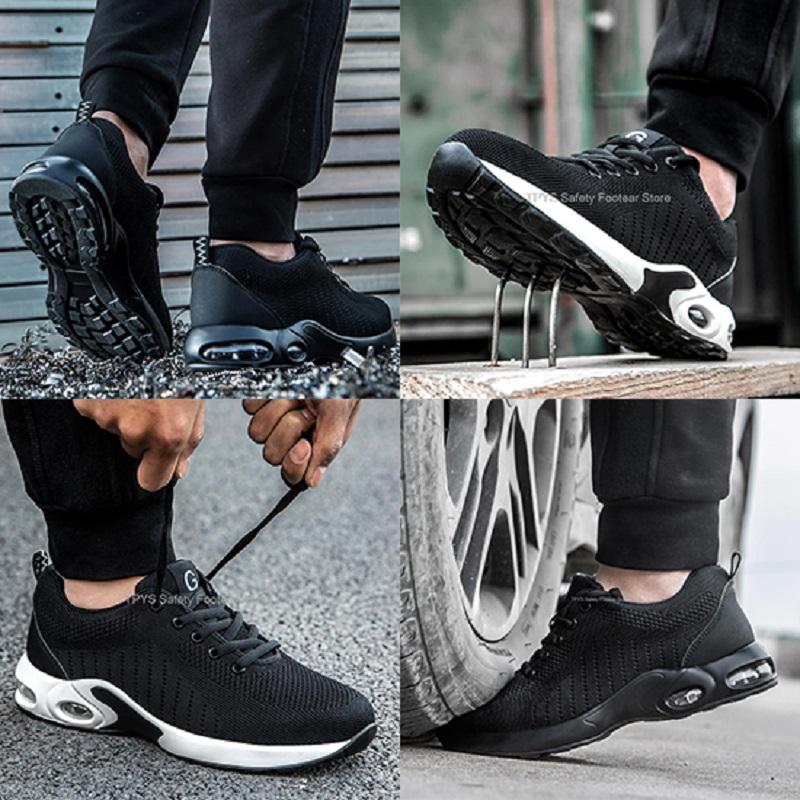 Safety Shoes For Men Breathable Work Sports Shoes Steel Toe Mining Boots Anti-Smash Puncture Resistant Safety Protection Shoes