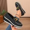Women Platform Loafers Ladies Elegant Suede Leather Moccasins Shoes Woman Slip On Moccasin Women's Black Casual Shoes