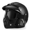 Retro Harley Motorcycle Helmet 555-Black Plaid Leather Cap Four Seasons Cruise Motorcycle Three-Quarter Helmet Vintage Style