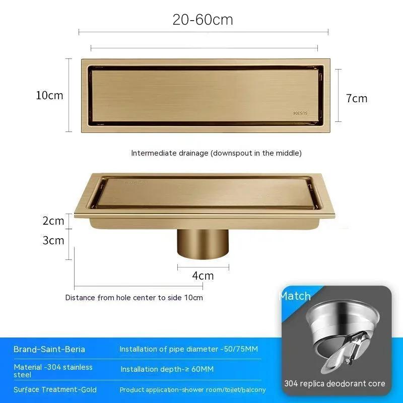OK Invisible Floor Drain Hidden Extended Floor Drain Anti-Odor Shower Drain Bathroom Accessories Drainer