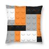 Schwarz Weiß Orange Bausteine Kissenbezug Polyester Leinen Samt Bedruckt Reißverschluss Dekorative Kissenhülle Bettkissenbezug