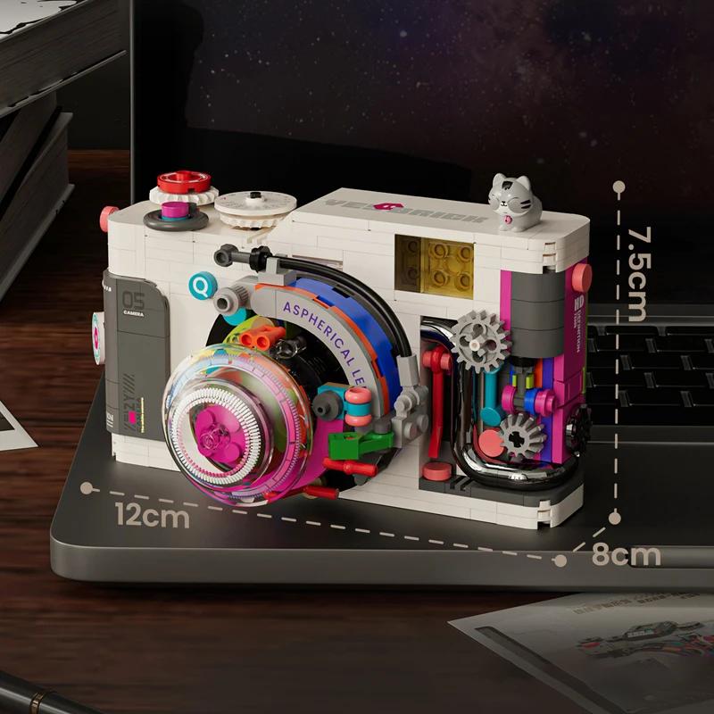 Retro Camera Series Building Blocks Mini Brick Retro Desktop Ornament for Students Model Toy Kids Birthday Graduation Gifts Set
