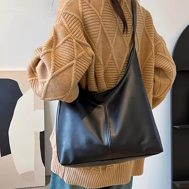 Solid Color Women Shoulder Bag, Vintage Square Handbag, Women's Tote Bag, Casual Flip-Top Underarm Bag for Shopping and Outings