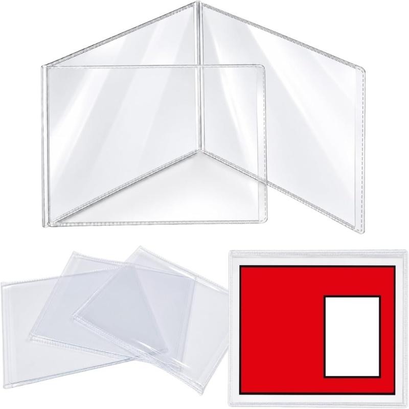 Three-Side Mahjong Score Card Sleeve, Clear PVC Cover with One Open Side for Inserting, Removing, and Viewing Game Reference Information, 1 pc