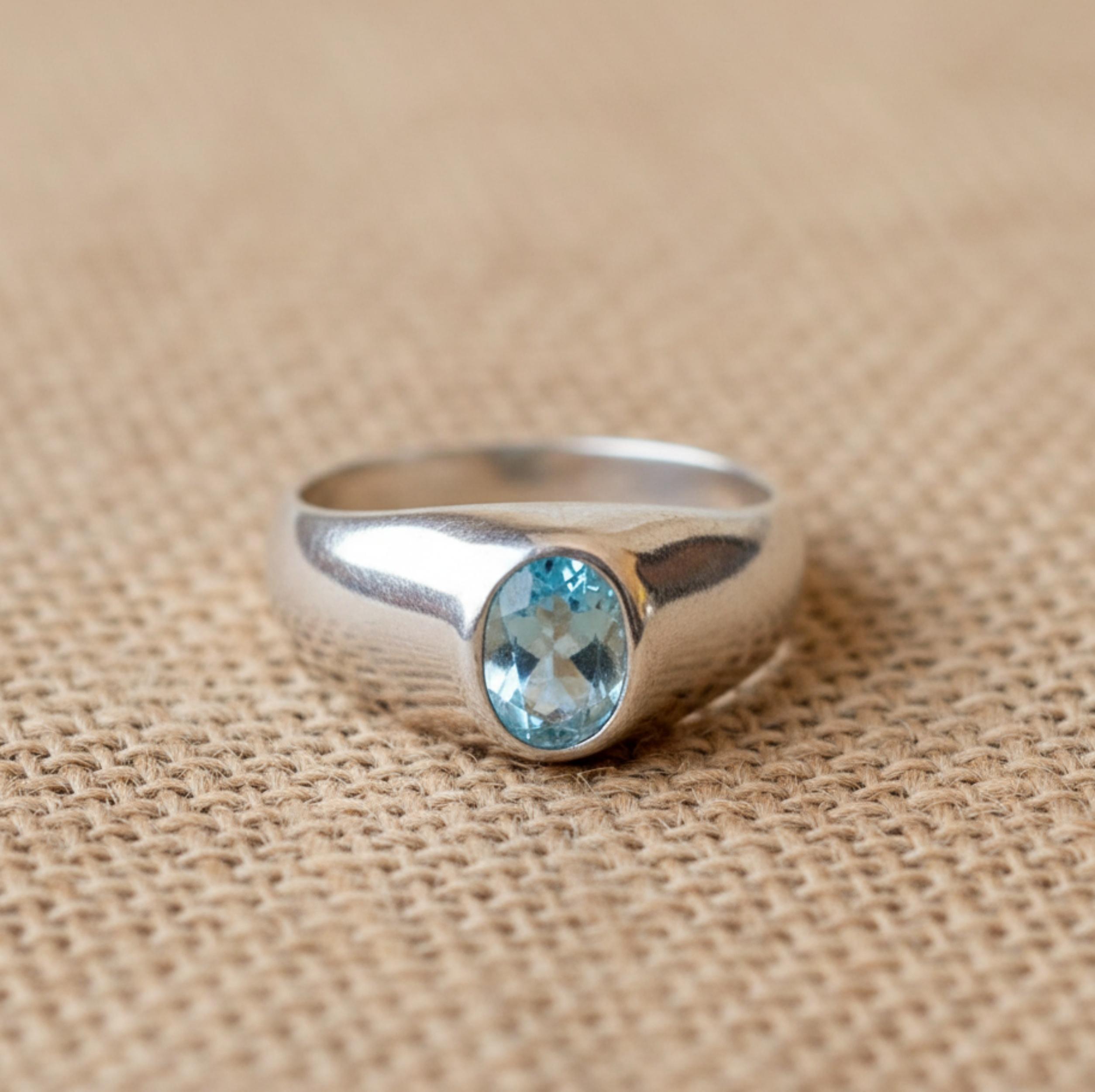 

Перстень-печатка с натуральным аквамарином, 925 проба, цельное стерлинговое серебро, перстень-печатка из чистой меди, украшения ручной работы для женщин 12 медный