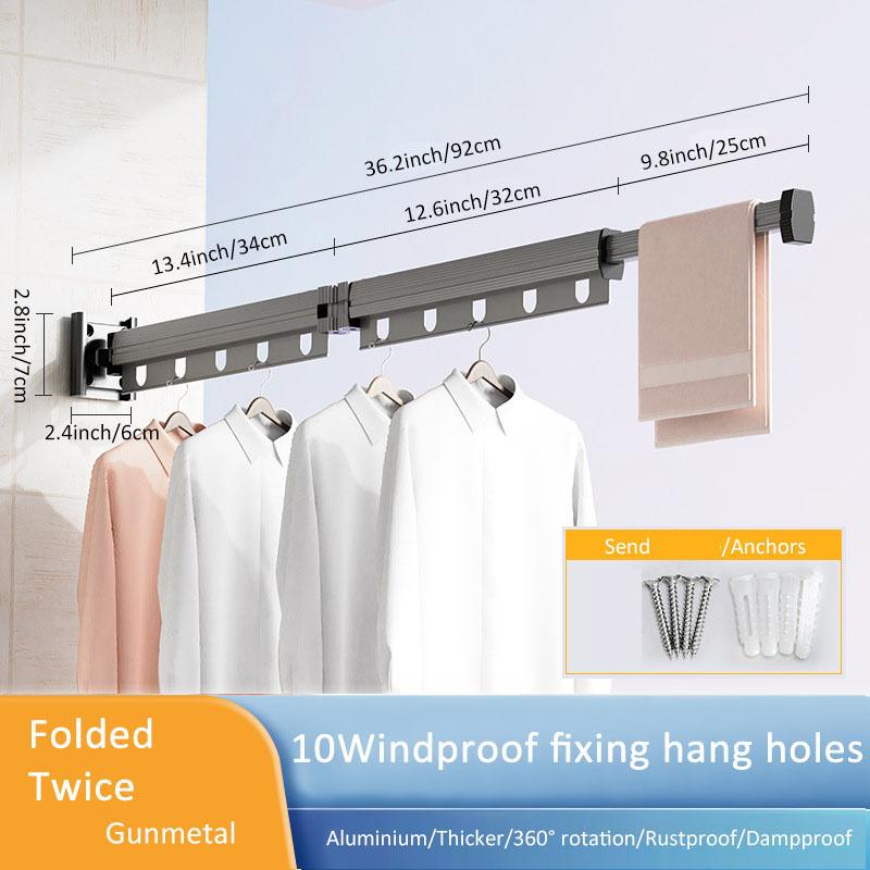 Suction Wall Mount Clothes Drying Rack Folding Space Saving Laundry Drying Rack Retractable Dry Racks Wall Mounted