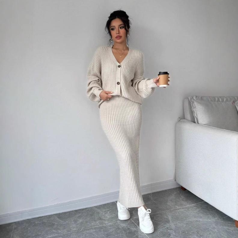 Available: Women's Casual 2-Piece Long-Sleeved Sweater and Skirt Set