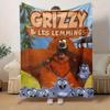 1 Stück, Grizzy & Les Lemmings Kuscheldecke, Weiche Decke für Bett, Sofa, Außenbereich, Reisen, Camping, Auto, Strand, Büro-Nickerchen, Perfektes Geschenk für Freunde